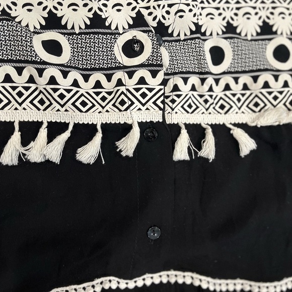 [XL] Kaktus Black Viscose Embossed Print Mini Tassels WMN Maxi Dress - Picture 10 of 15